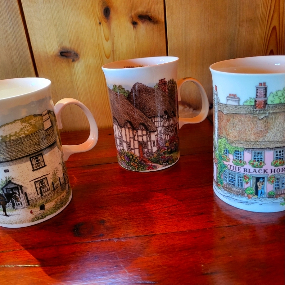 Set Of 3 DUNOON Fine Bone China Mugs